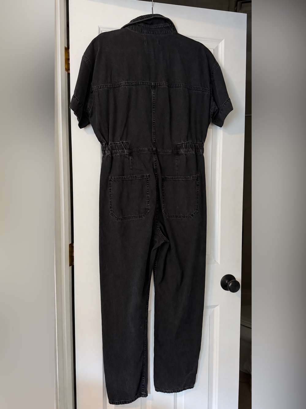 Free People Washed Black Short-Sleeve Denim Jumpsuit - Picture 3 of 3